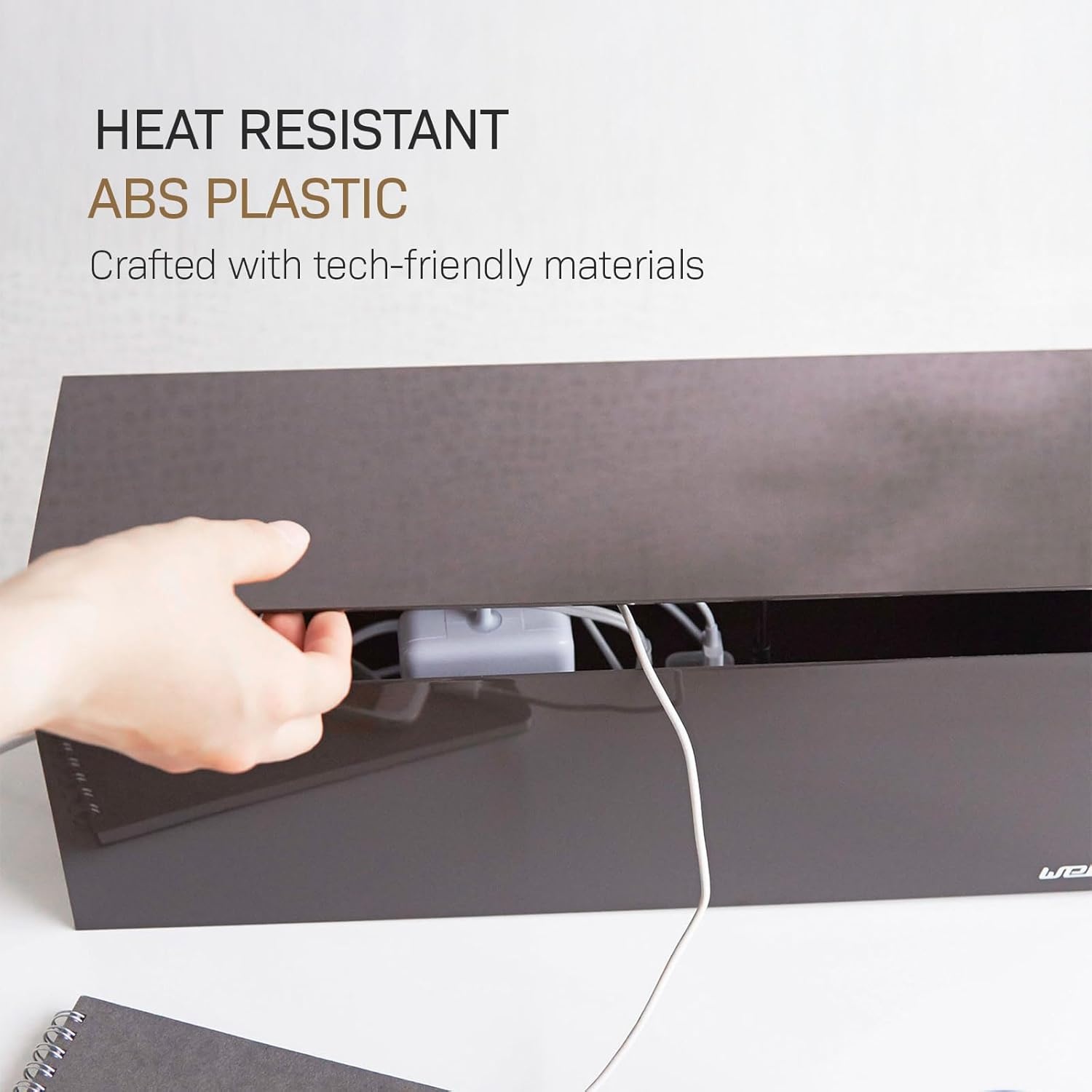 image:imageYamazaki Home Cable Management Box Cord Organizer Box with Lid Minimalist Cable Storage for Office ABS PlasticBrown