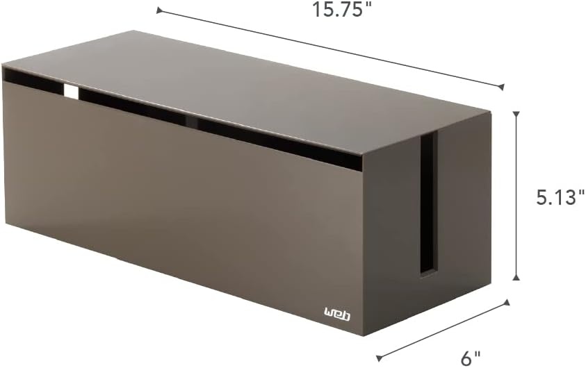image:imageYamazaki Home Cable Management Box Cord Organizer Box with Lid Minimalist Cable Storage for Office ABS PlasticTaupe