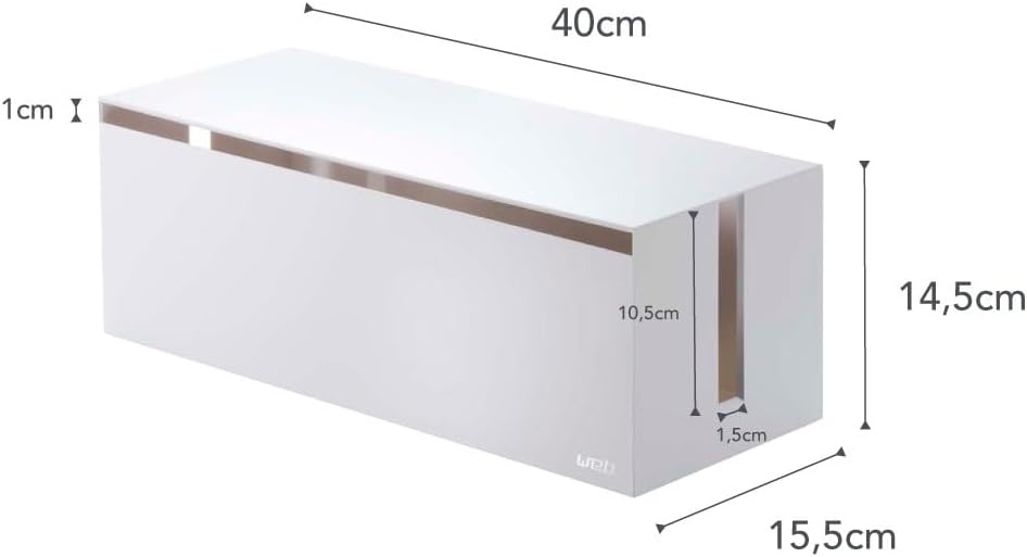image:imageYamazaki Home Cable Management Box Cord Organizer Box with Lid Minimalist Cable Storage for Office ABS PlasticWhite