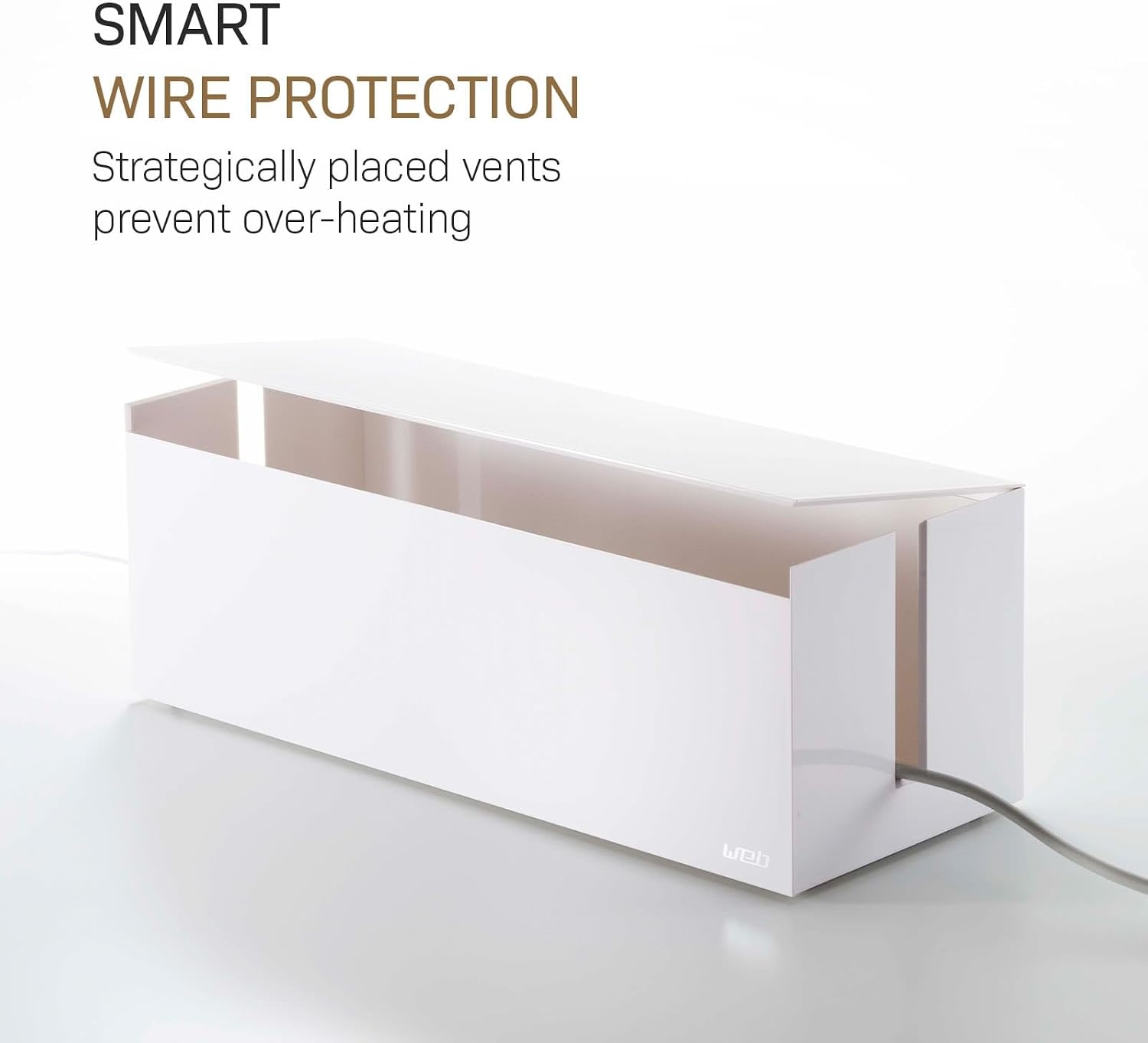 image:imageYamazaki Home Cable Management Box Cord Organizer Box with Lid Minimalist Cable Storage for Office ABS PlasticWhite