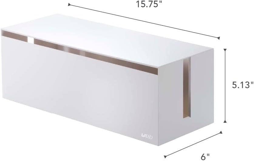 image:imageYamazaki Home Cable Management Box Cord Organizer Box with Lid Minimalist Cable Storage for Office ABS PlasticWhite