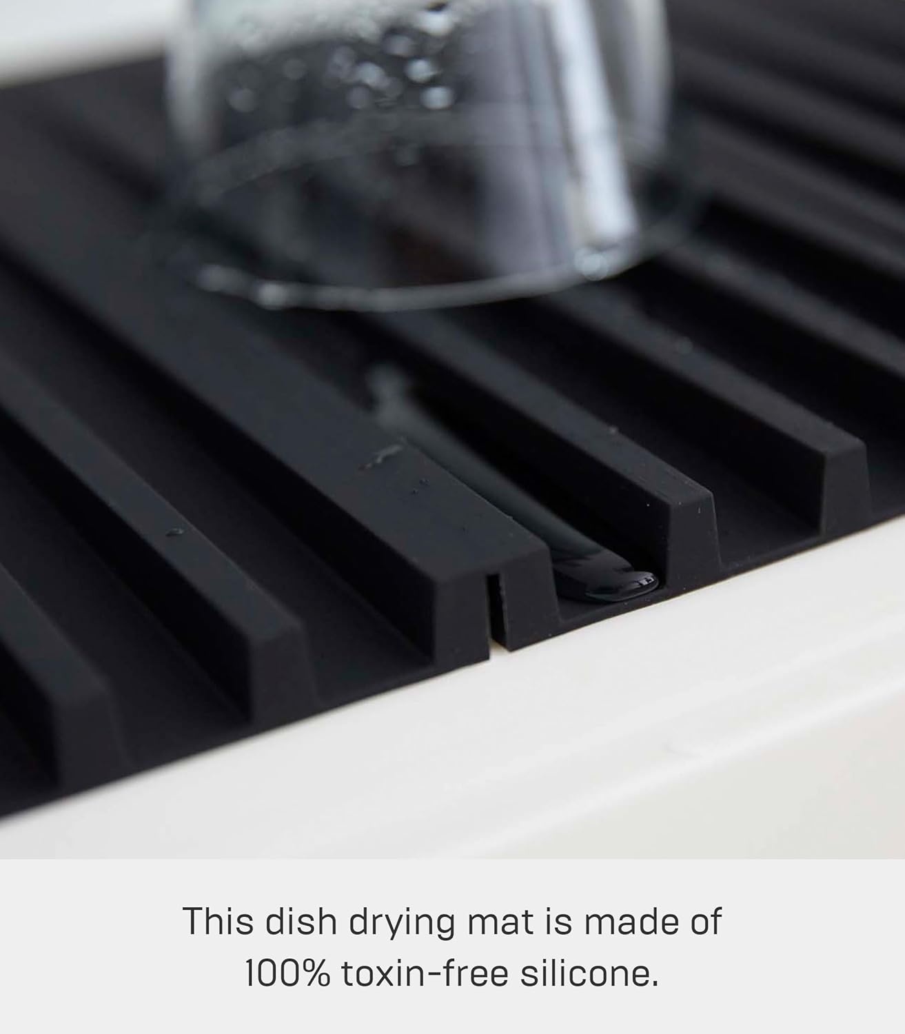 image:imageYamazaki Home Foldable Drainer Tray Kitchen Dish Drying Mat No Assembly ReqBlack
