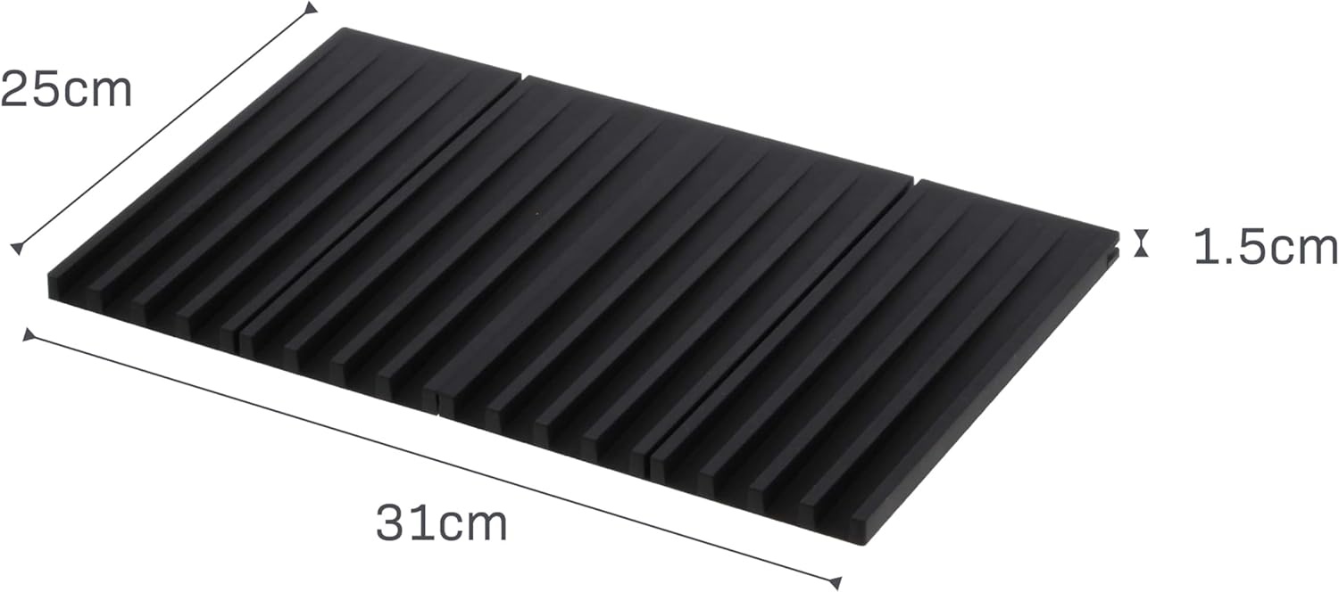image:imageYamazaki Home Foldable Drainer Tray Kitchen Dish Drying Mat No Assembly ReqBlack