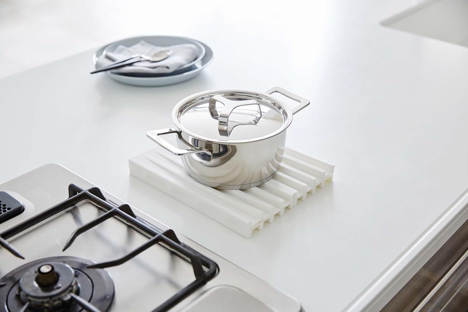 image:imageYamazaki Home Foldable Drainer Tray Kitchen Dish Drying Mat No Assembly ReqWhite