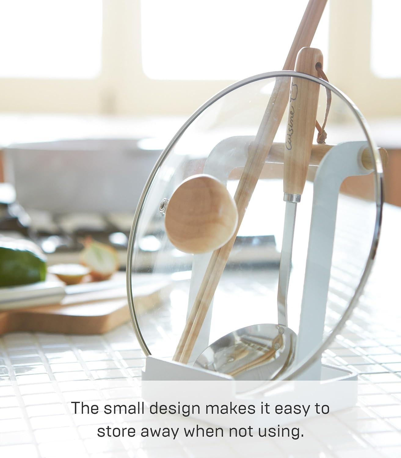 image:imageYamazaki Home Ladle amp Lid Rest Kitchen Utensil Organizer Stand for Cooking Steel Wood WhiteWhite