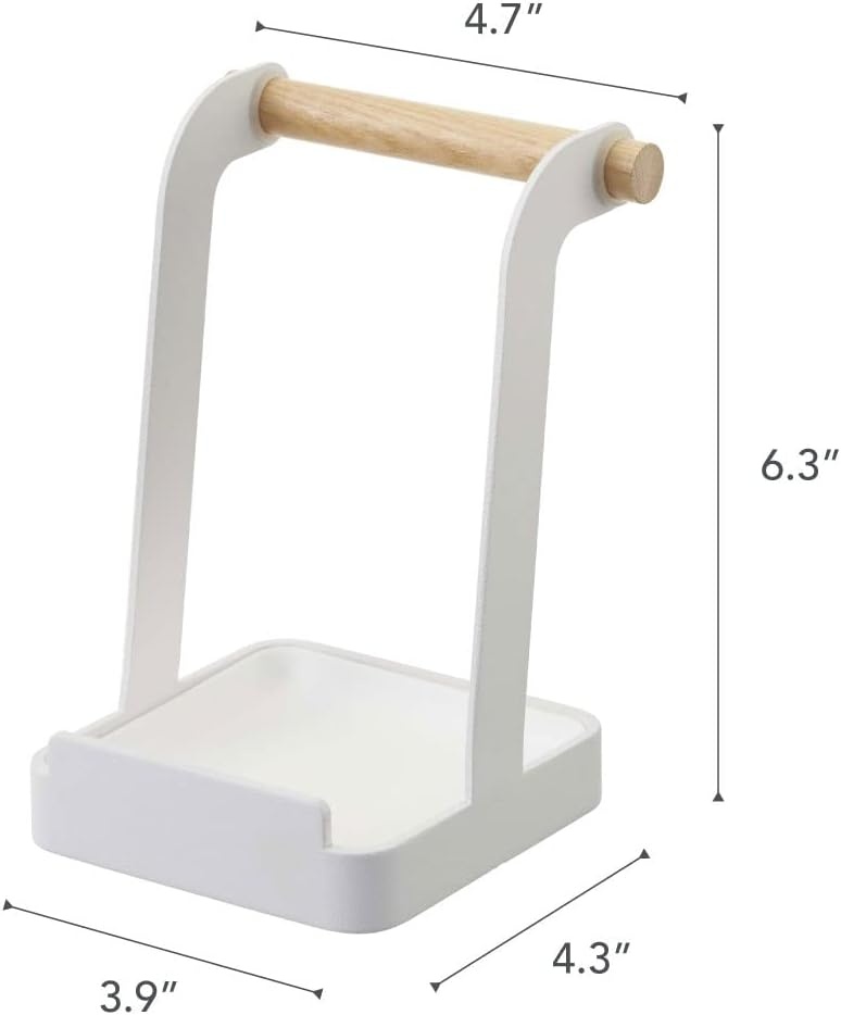 image:imageYamazaki Home Ladle amp Lid Rest Kitchen Utensil Organizer Stand for Cooking Steel Wood WhiteWhite