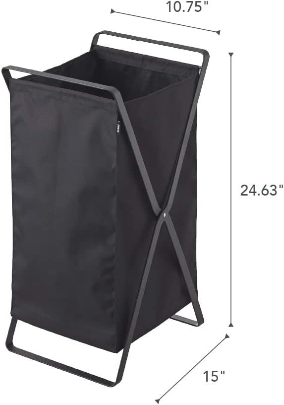 image:imageYamazaki Home Laundry Basket Foldable Storage Hamper Organizer Steel One Size WhiteBlack