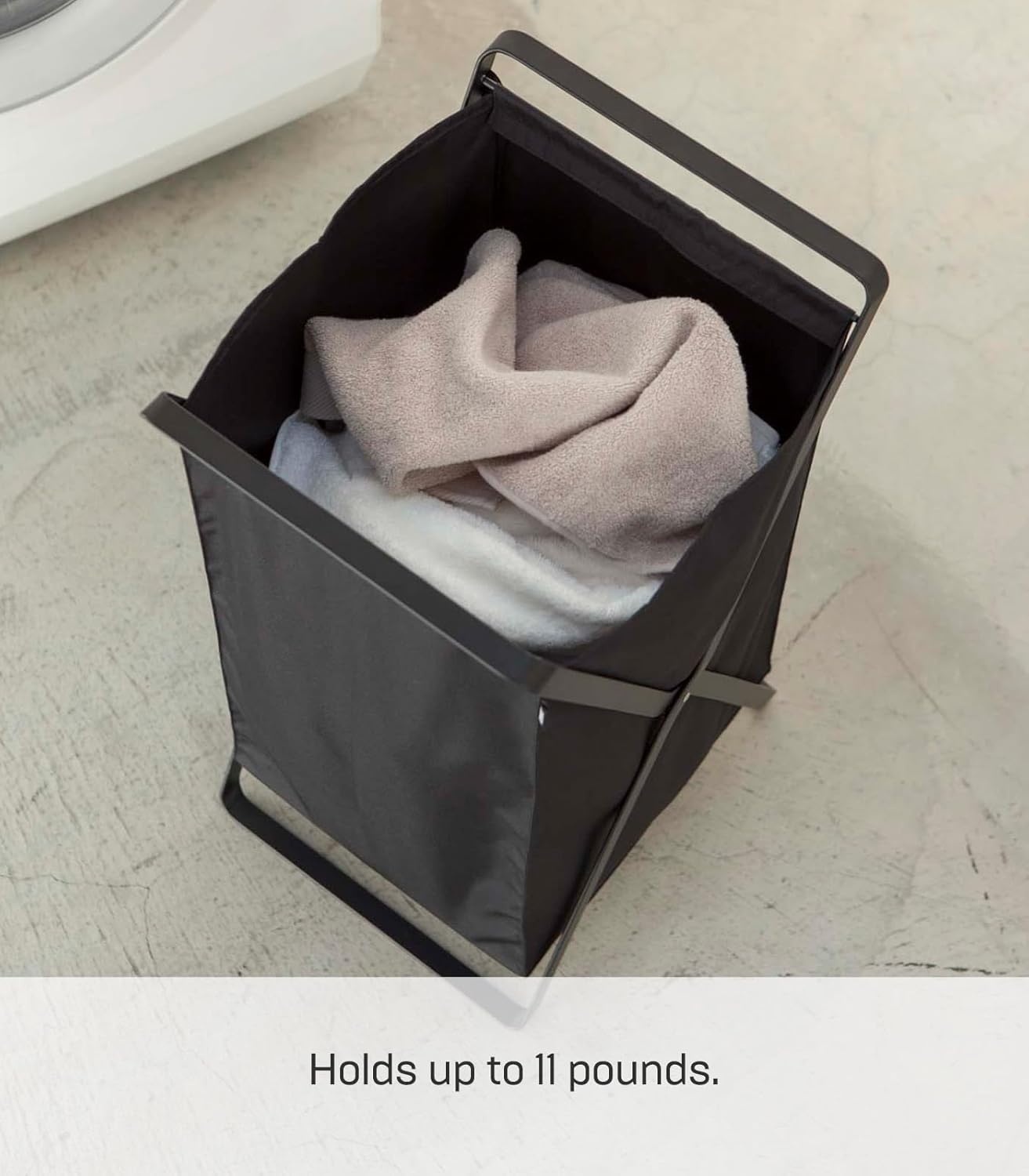 image:imageYamazaki Home Laundry Basket Foldable Storage Hamper Organizer Steel One Size WhiteBlack