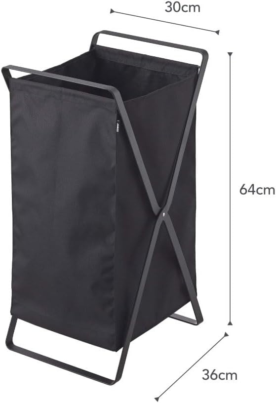 image:imageYamazaki Home Laundry Basket Foldable Storage Hamper Organizer Steel One Size WhiteBlack