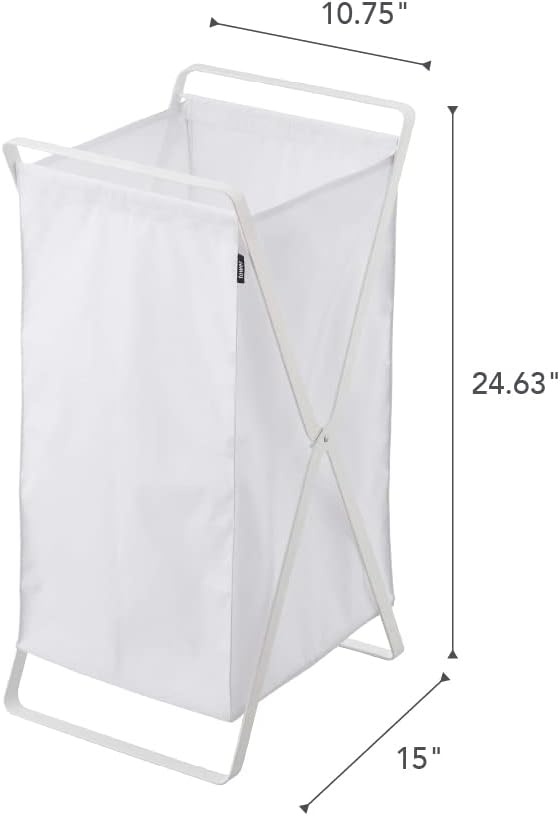 image:imageYamazaki Home Laundry Basket Foldable Storage Hamper Organizer Steel One Size WhiteWhite