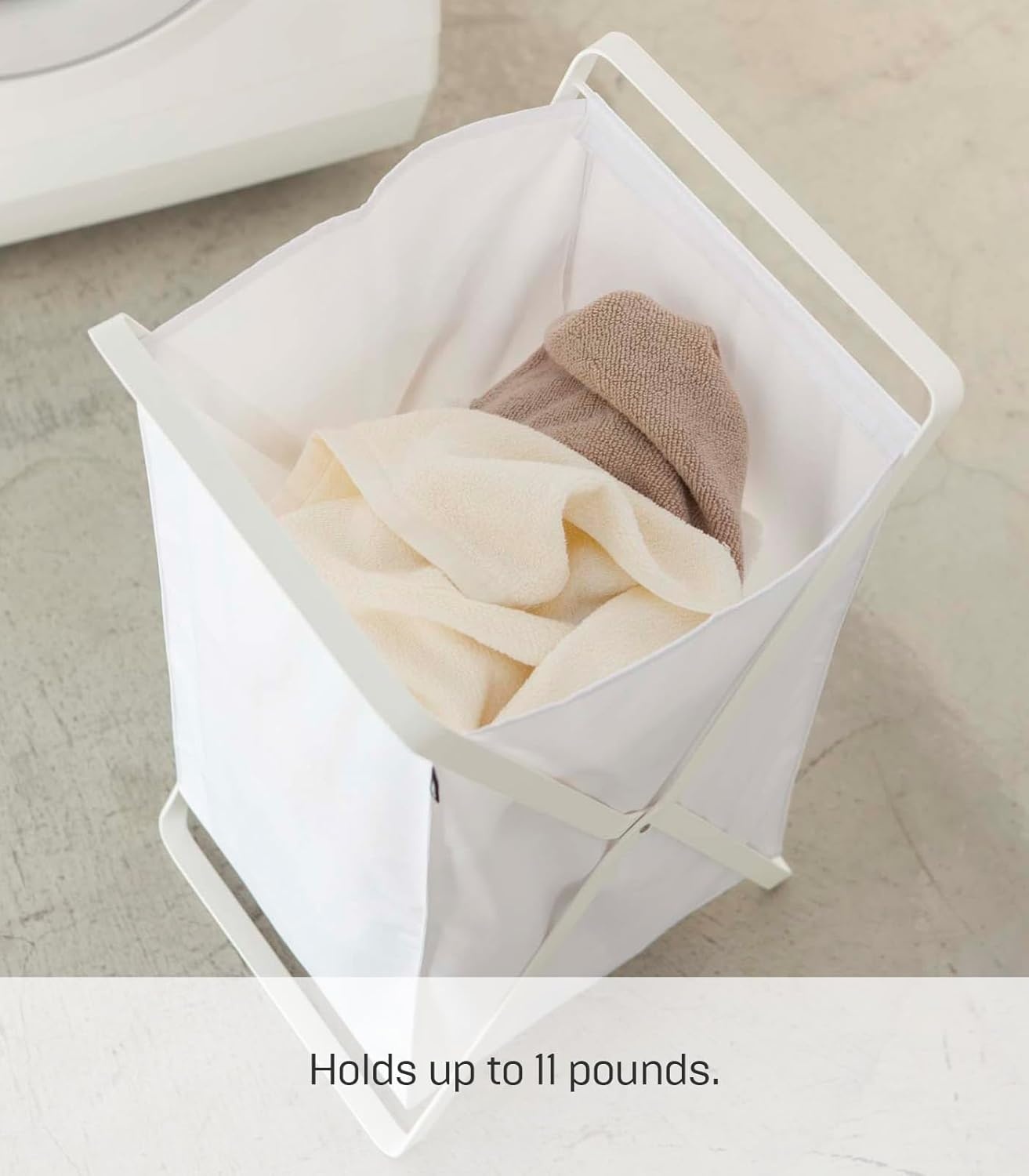 image:imageYamazaki Home Laundry Basket Foldable Storage Hamper Organizer Steel One Size WhiteWhite