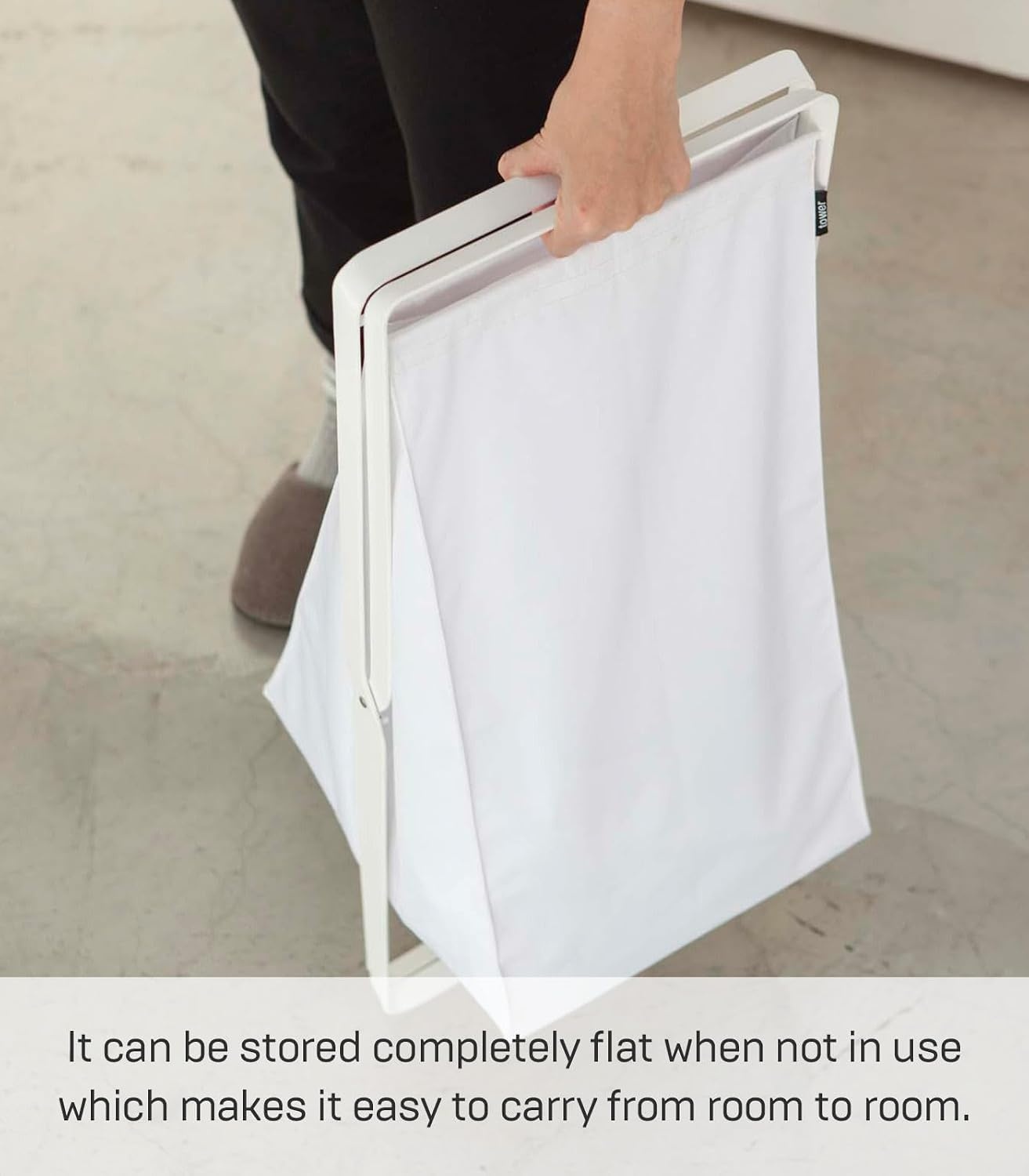 image:imageYamazaki Home Laundry Basket Foldable Storage Hamper Organizer Steel One Size WhiteWhite