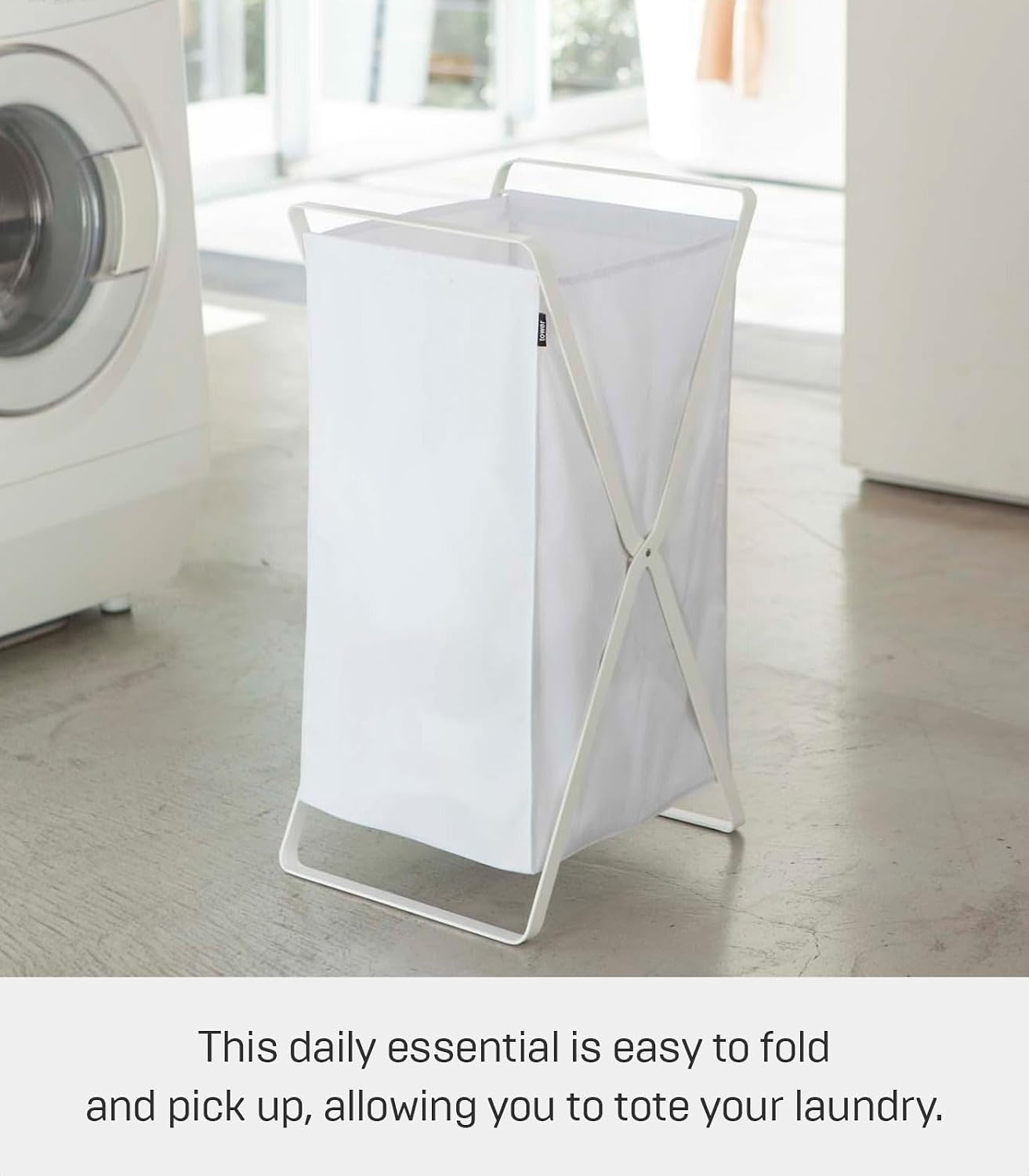 image:imageYamazaki Home Laundry Basket Foldable Storage Hamper Organizer Steel One Size WhiteWhite