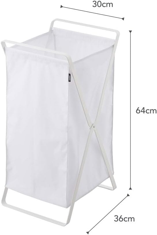 image:imageYamazaki Home Laundry Basket Foldable Storage Hamper Organizer Steel One Size WhiteWhite