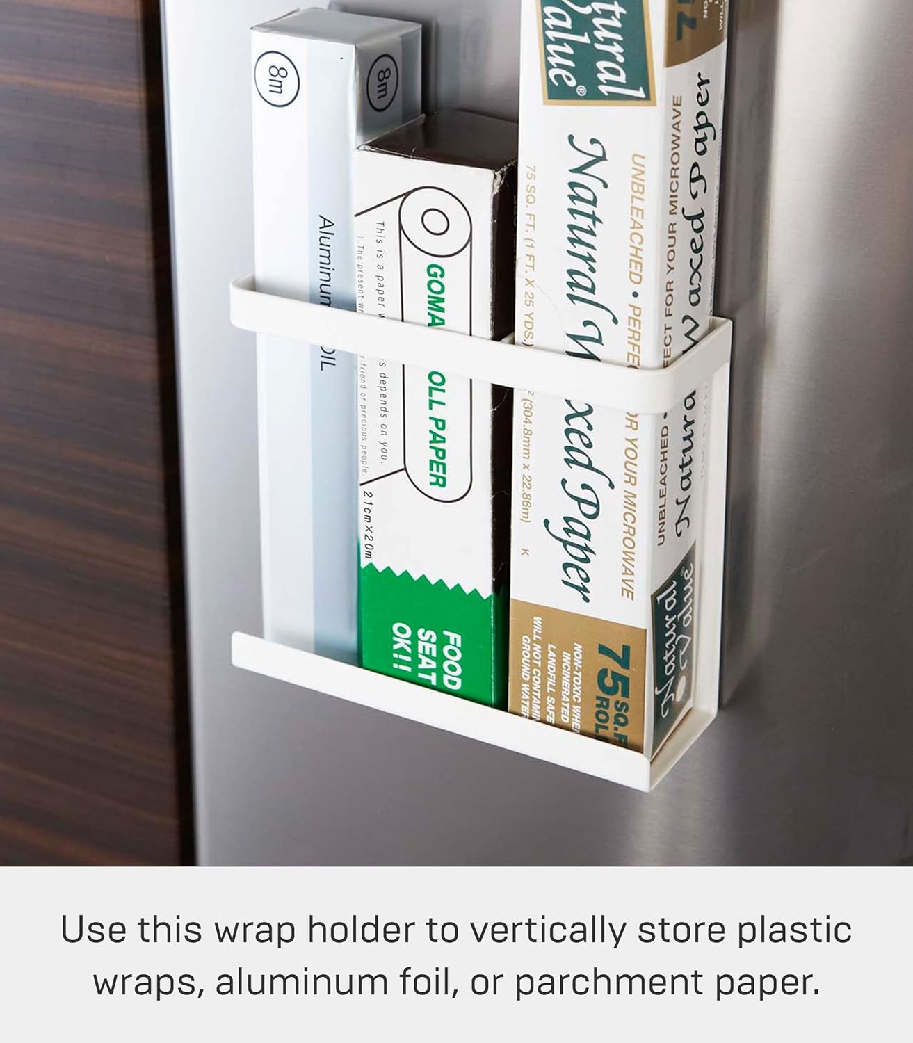 image:imageYamazaki Home Magnet Wrap or Aluminim Foil Holder Kitchen Storage Magnetic Organizer Steel
