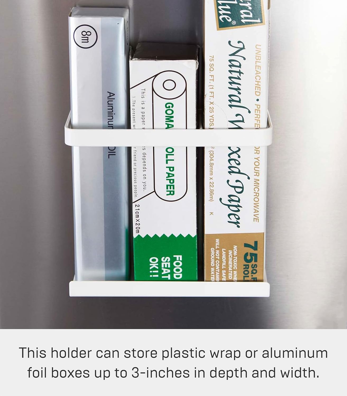 image:imageYamazaki Home Magnet Wrap or Aluminim Foil Holder Kitchen Storage Magnetic Organizer Steel