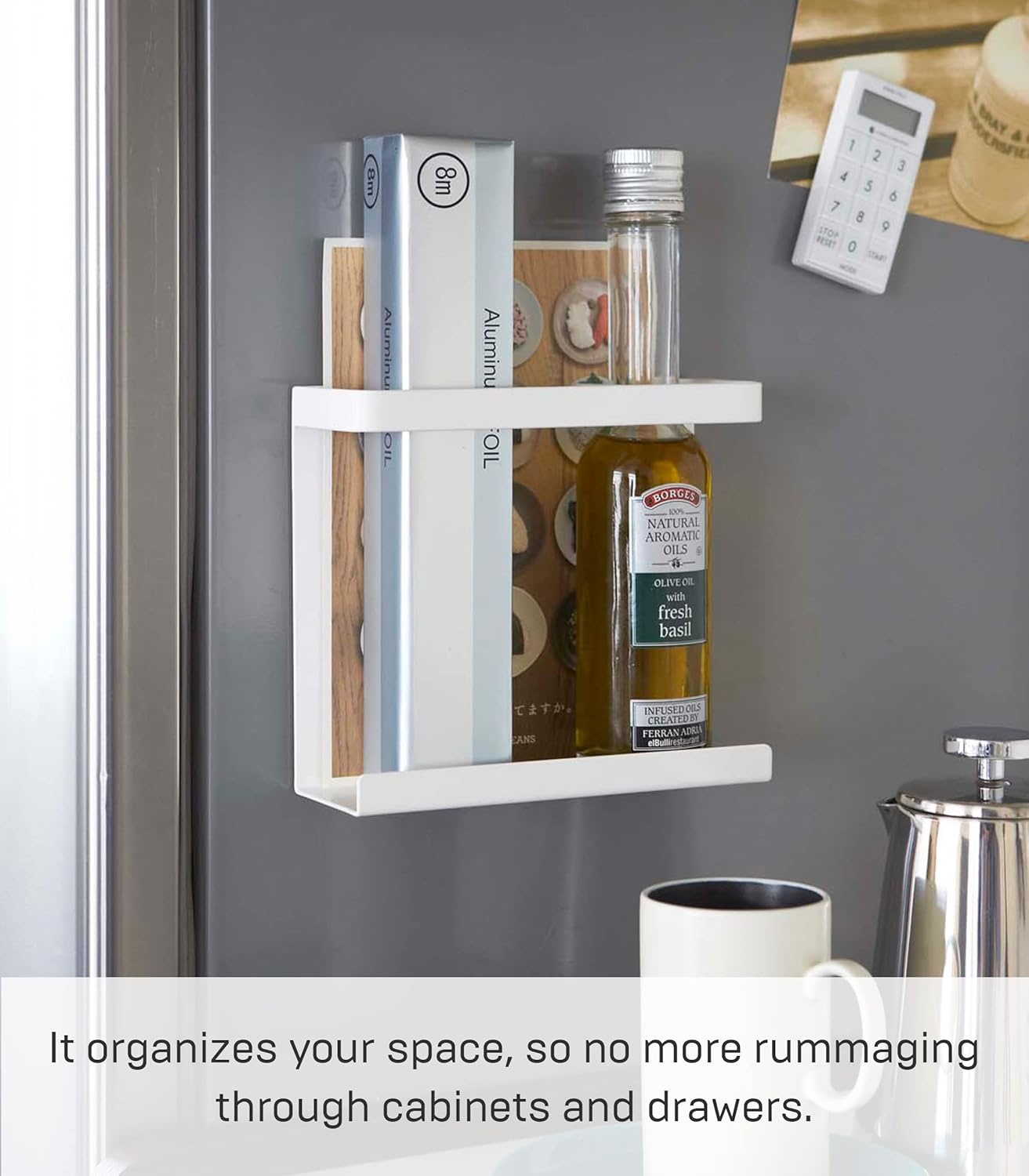 image:imageYamazaki Home Magnet Wrap or Aluminim Foil Holder Kitchen Storage Magnetic Organizer Steel