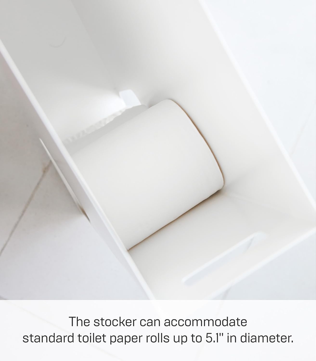 image:imageYamazaki Home Plate Toilet Paper Stocker Bathroom Storage Organizer Dispenser Steel Holds 812 Toilet Paper RollsWhite