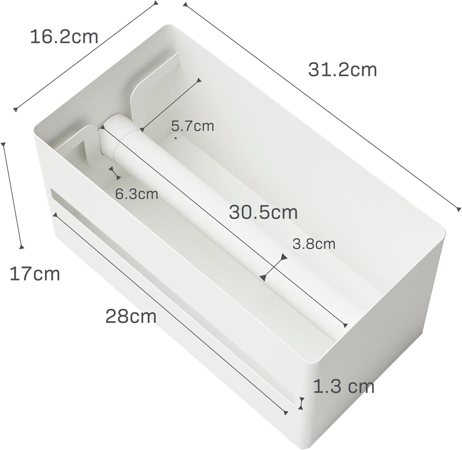 image:imageYamazaki Home Rin Kitchen Paper Holder Rin L OneHanded Tear Design Concealed Storage Fits Rolls Up To 6 Steel WoodAsh