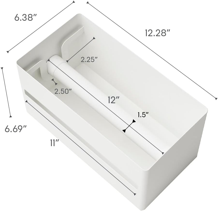 image:imageYamazaki Home Rin Kitchen Paper Holder Rin L OneHanded Tear Design Concealed Storage Fits Rolls Up To 6 Steel WoodAsh