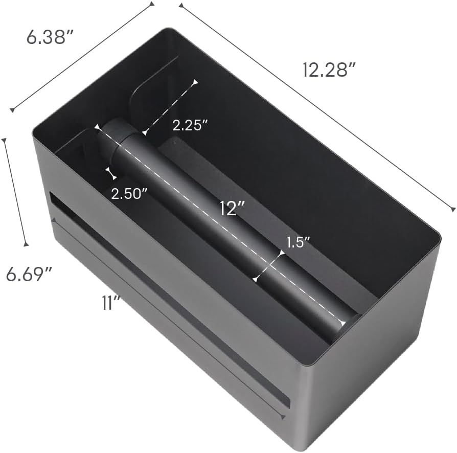 image:imageYamazaki Home Rin Kitchen Paper Holder Rin L OneHanded Tear Design Concealed Storage Fits Rolls Up To 6 Steel WoodWalnut