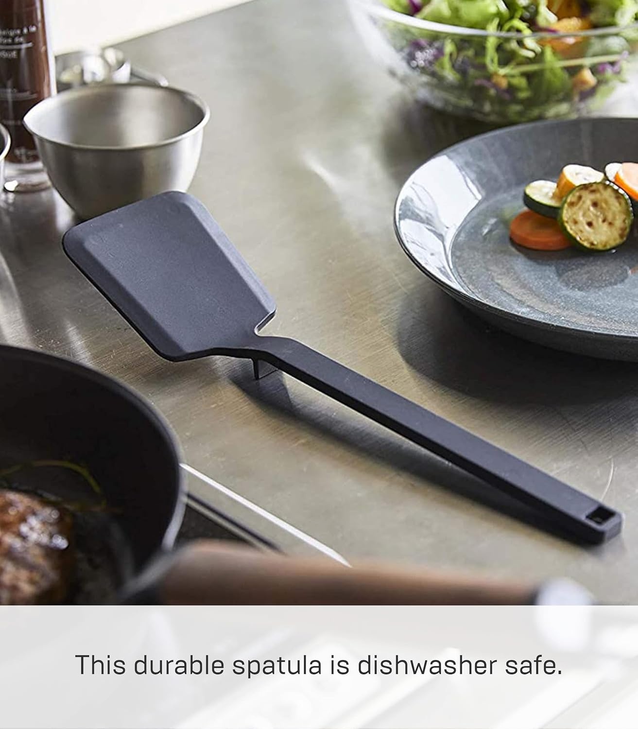 image:imageYamazaki Home Silicone Kitchen Tongs Silicone No Assembly Req BlackSpatula