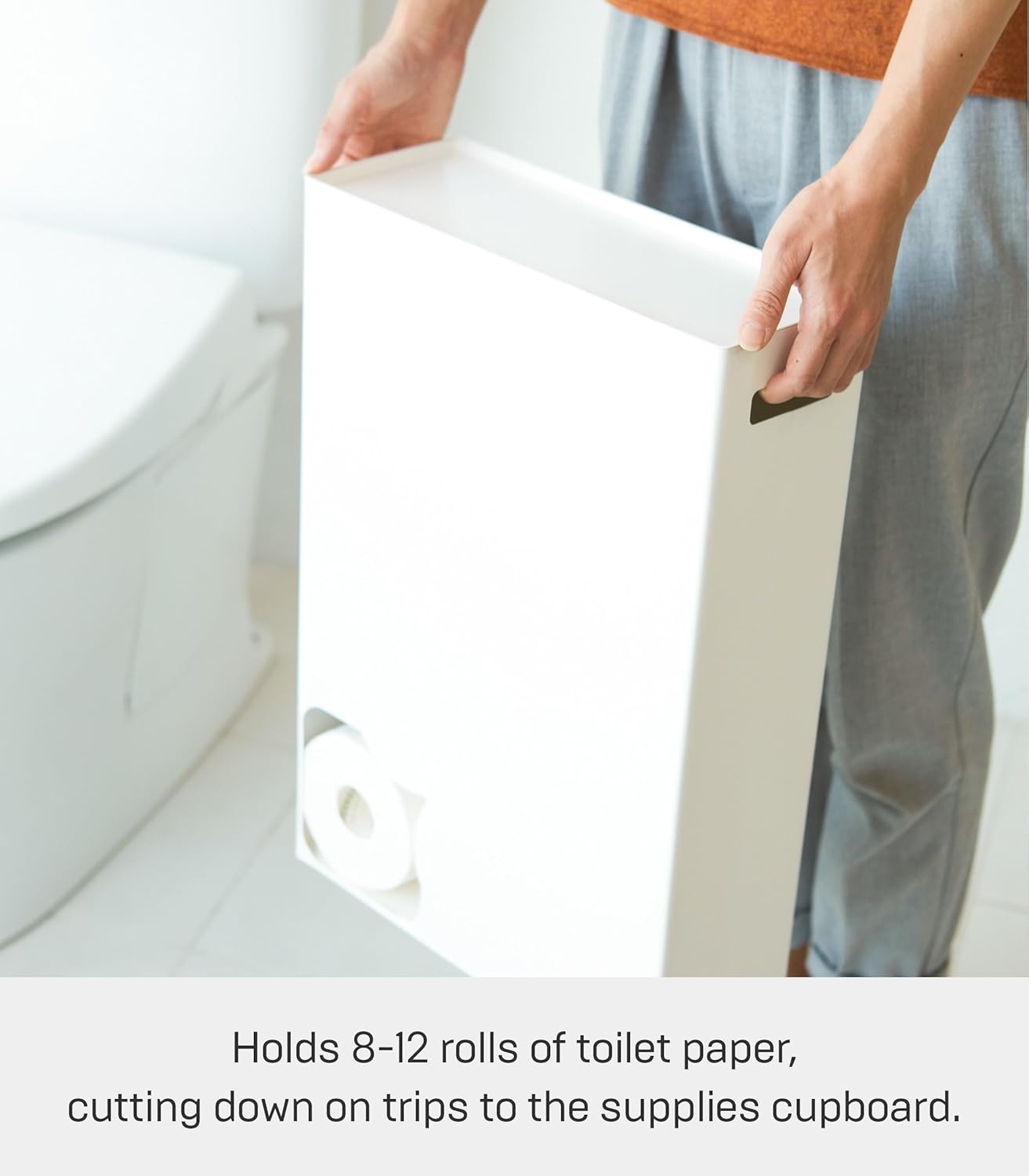 image:imageYamazaki Home Toilet Paper Stocker Bathroom Storage Organizer Dispenser Steel White