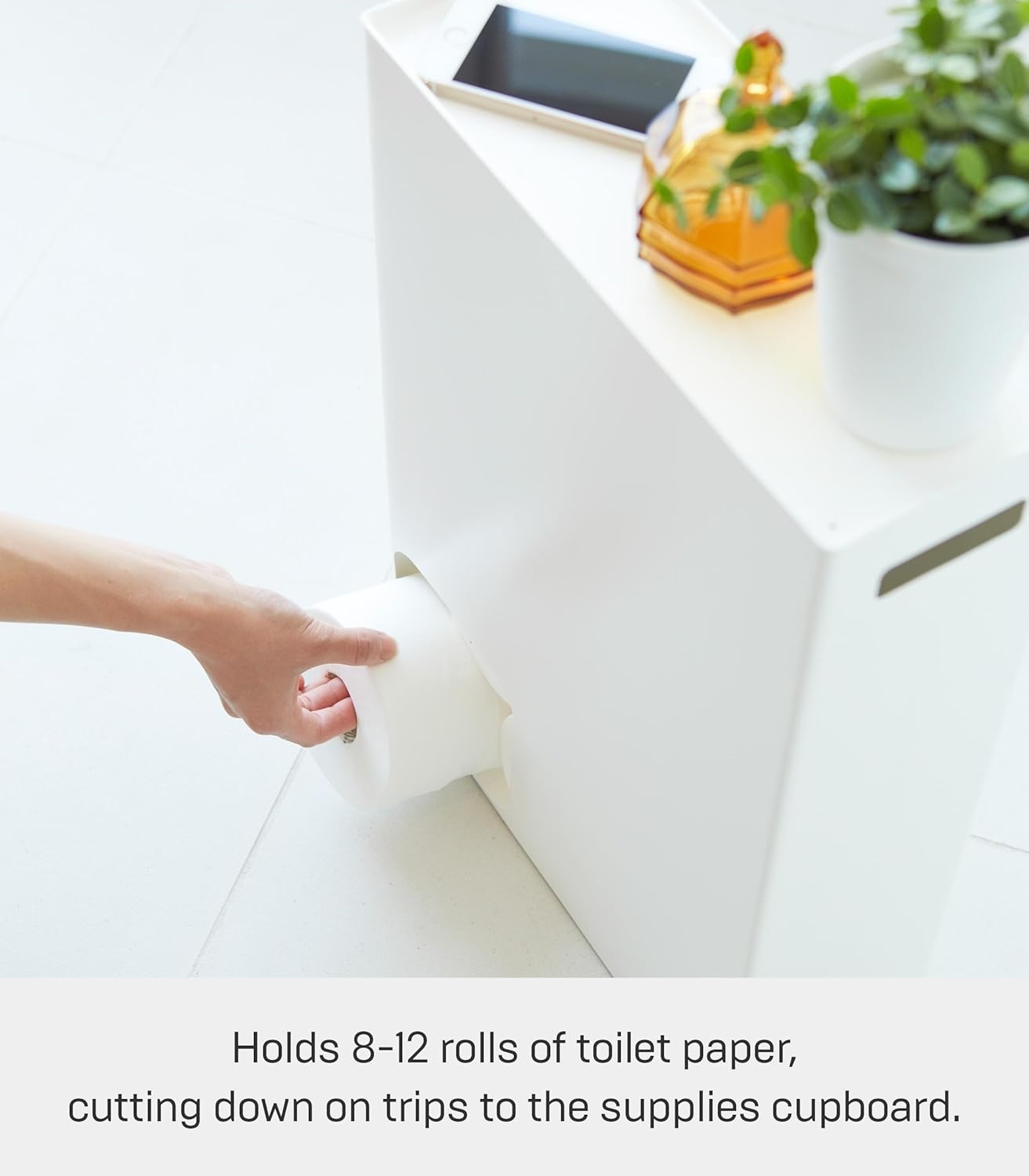 image:imageYamazaki Home Toilet Paper Stocker Bathroom Storage Organizer Dispenser Steel White