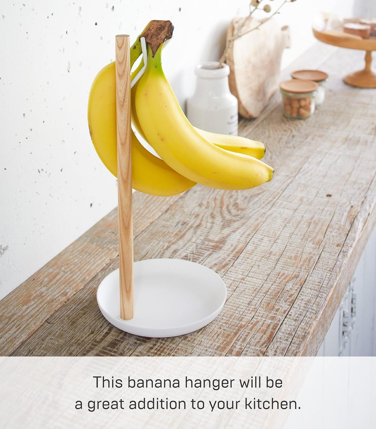 image:imageYamazaki Home Tosca Banana Hanger Steel WoodWhite