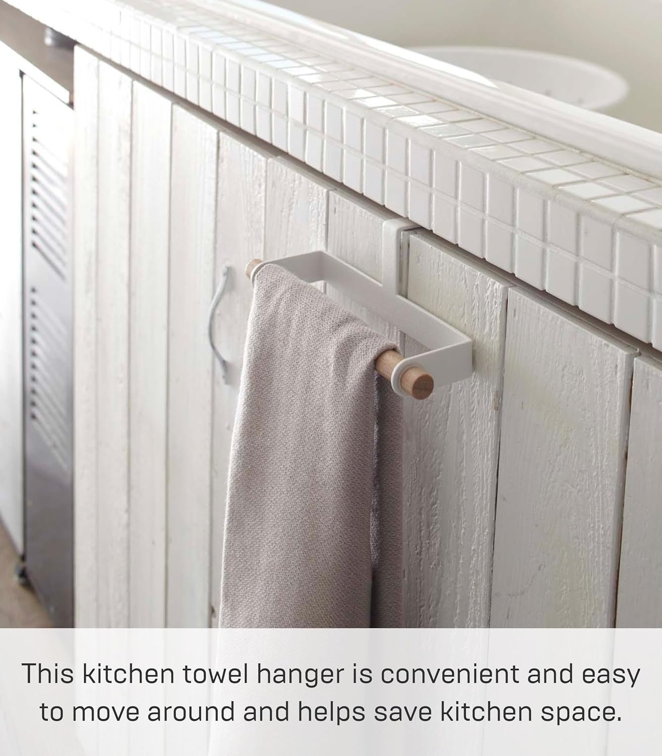 image:imageYamazaki Home Tosca Kitchen Towel Hanger Steel WoodWhite
