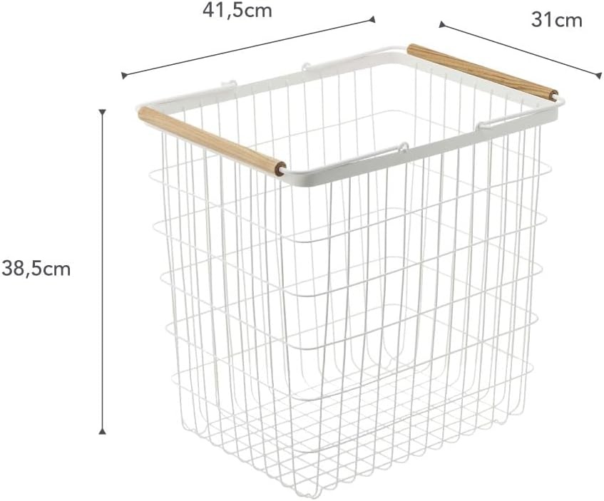 image:imageYamazaki Home Tosca Laundry Basket Laundry Basket With Wooden Handles Medium 11 Steel Wood 6 Gallons 23 LitersLarge