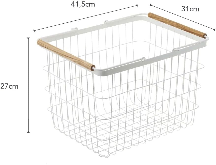 image:imageYamazaki Home Tosca Laundry Basket Laundry Basket With Wooden Handles Medium 11 Steel Wood 6 Gallons 23 LitersMedium