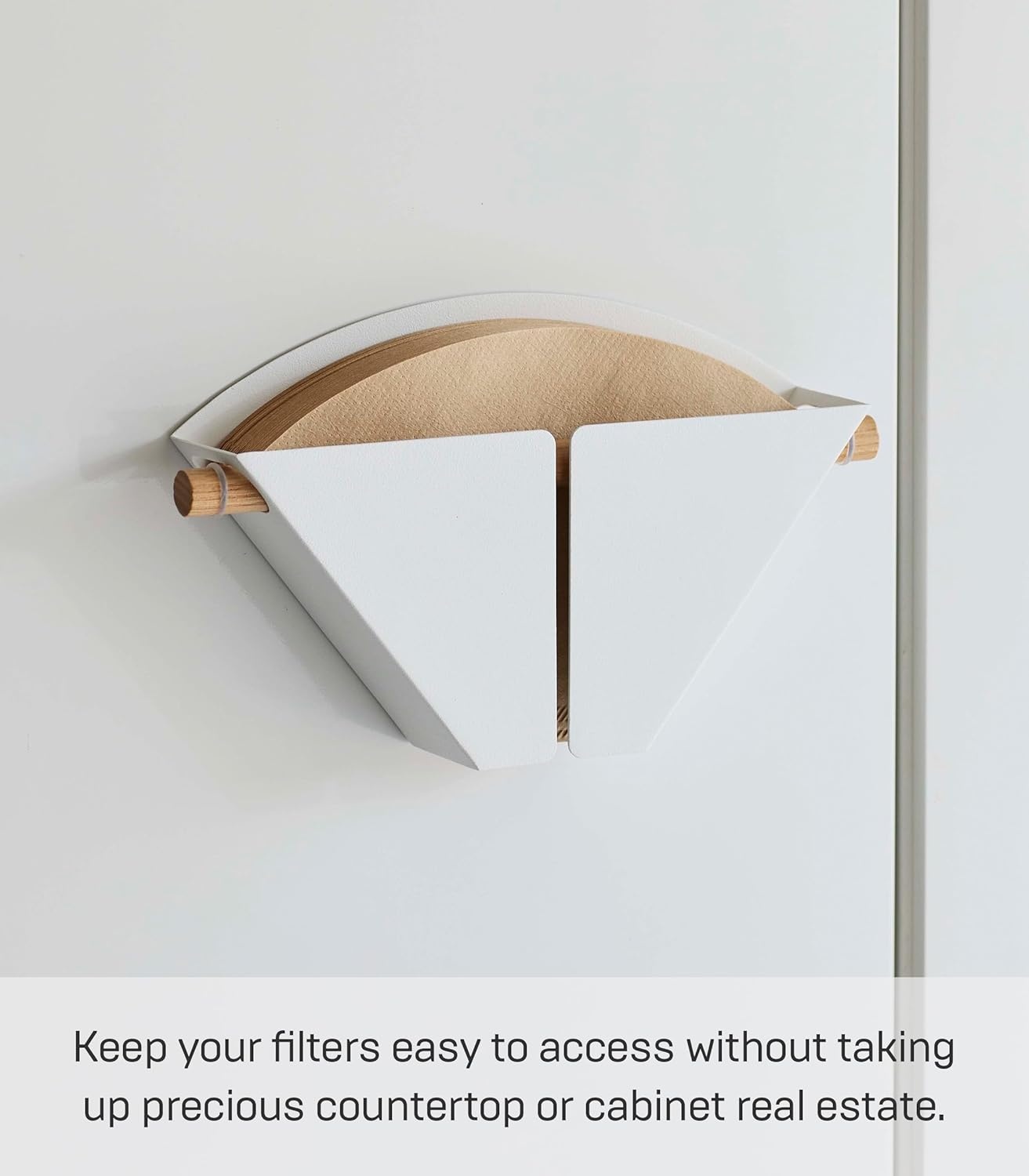 image:imageYamazaki Home Tosca Magnetic Coffee Filter Case Kitche Storage Organizer Holder Stainless Steel Container Dispenser Steel Wood 4 Coffee Filters4