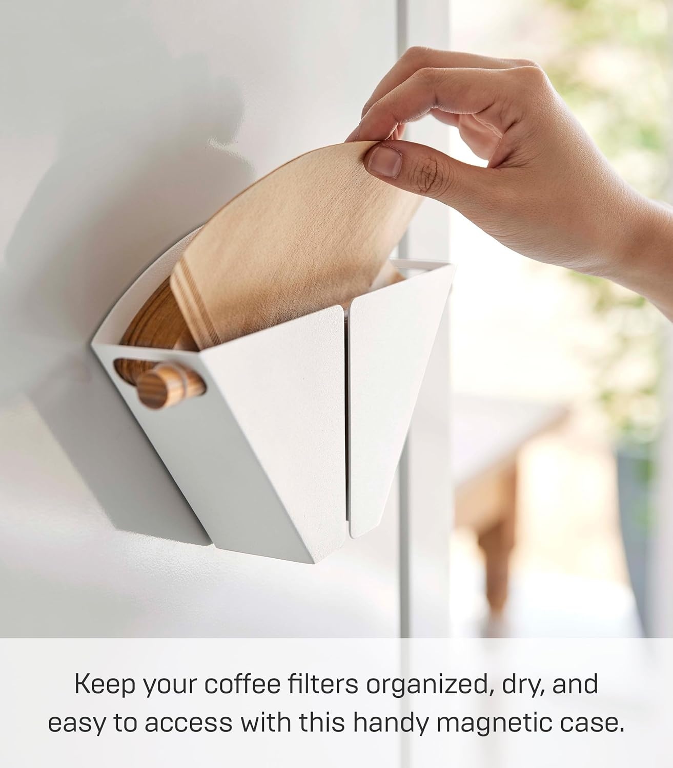 image:imageYamazaki Home Tosca Magnetic Coffee Filter Case Kitche Storage Organizer Holder Stainless Steel Container Dispenser Steel Wood 4 Coffee Filters4