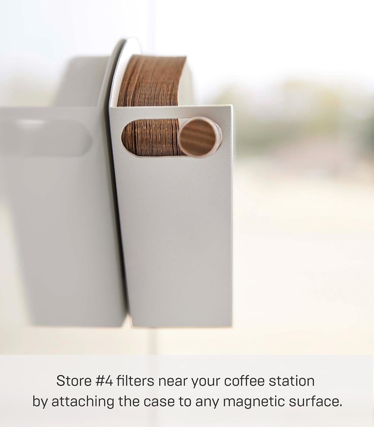 image:imageYamazaki Home Tosca Magnetic Coffee Filter Case Kitche Storage Organizer Holder Stainless Steel Container Dispenser Steel Wood 4 Coffee Filters4