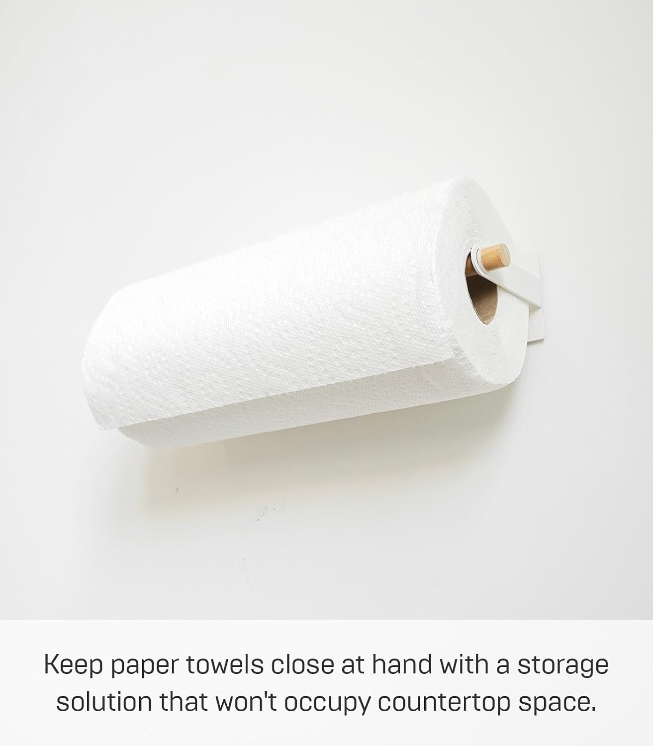 image:imageYamazaki Home Tosca Magnetic Paper Towel Or Dish Towel Holder Kitchen Storage Paper Towel Steel WoodWhite