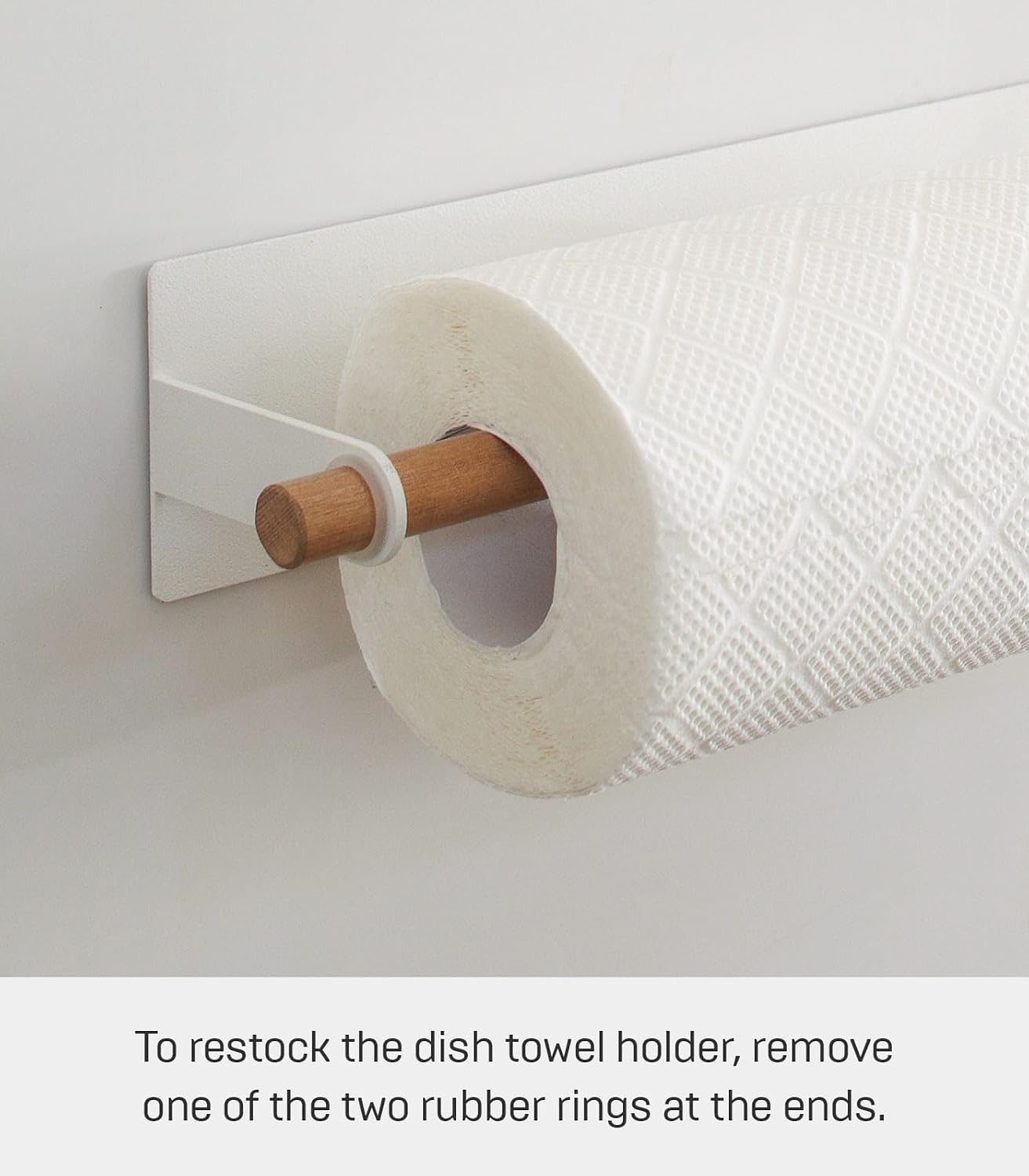 image:imageYamazaki Home Tosca Magnetic Paper Towel Or Dish Towel Holder Kitchen Storage Paper Towel Steel WoodWhite