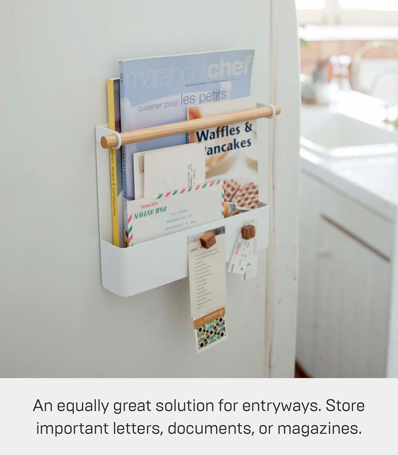 image:imageYamazaki Home Tosca Magnetic Recipe Book Rack Magnet Holder Kitchen Storage Organizer Steel Wood