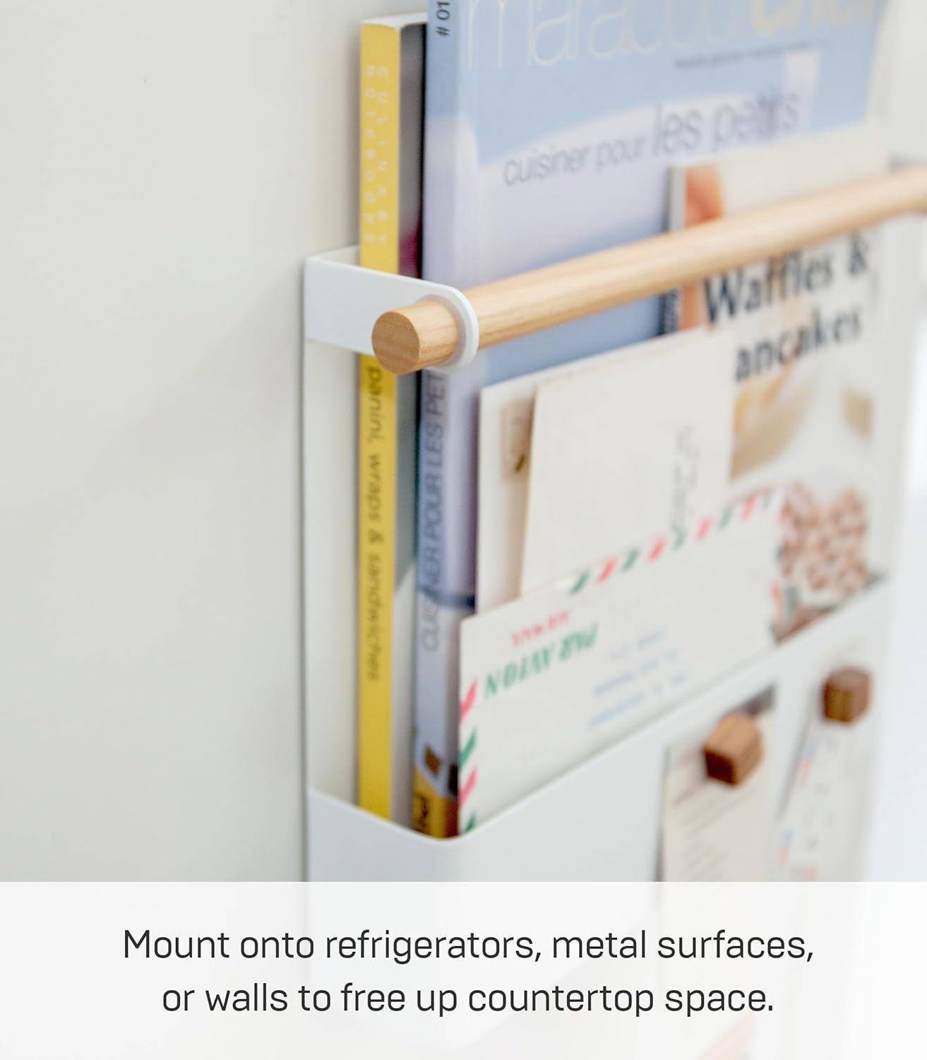 image:imageYamazaki Home Tosca Magnetic Recipe Book Rack Magnet Holder Kitchen Storage Organizer Steel Wood