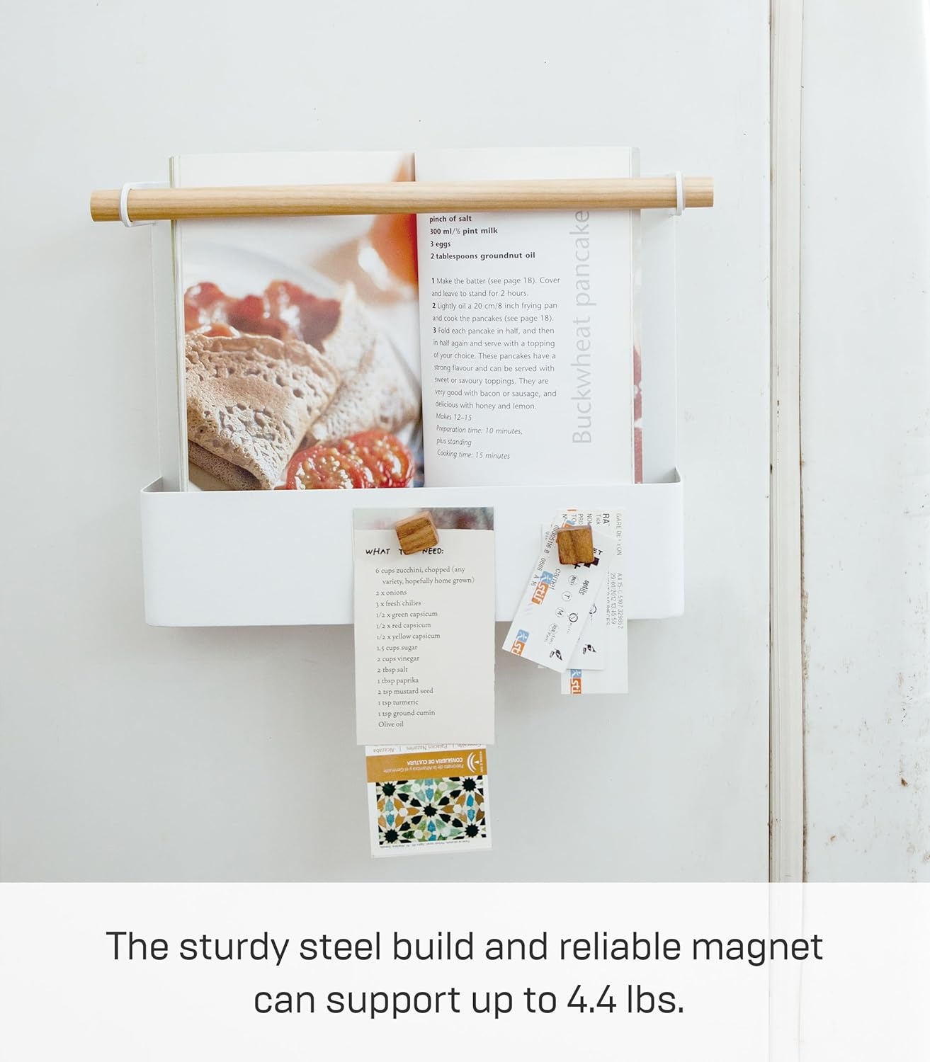 image:imageYamazaki Home Tosca Magnetic Recipe Book Rack Magnet Holder Kitchen Storage Organizer Steel Wood