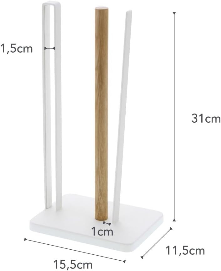 image:imageYamazaki Home Tosca OneHanded Tear Paper Towel Holder Kitchen Storage Rack Steel WoodWhite