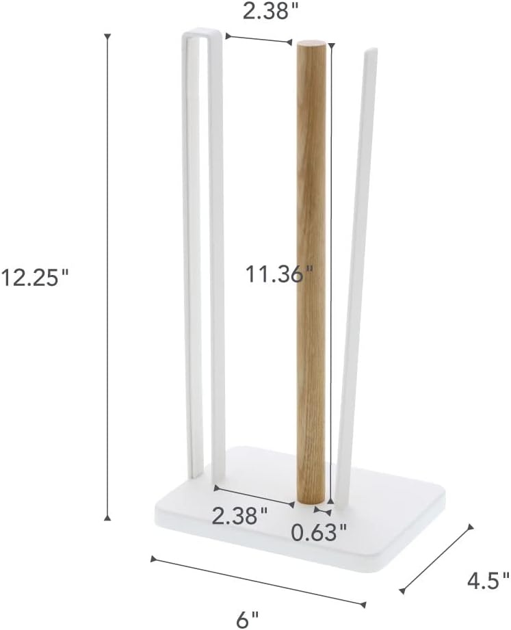 image:imageYamazaki Home Tosca OneHanded Tear Paper Towel Holder Kitchen Storage Rack Steel WoodWhite