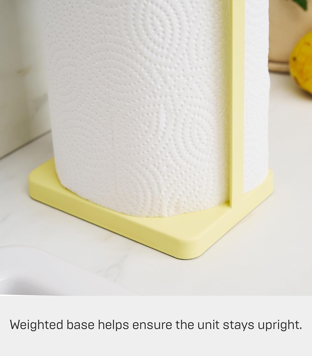 image:imageYamazaki Home Tosca OneHanded Tear Paper Towel Holder Kitchen Storage Rack Steel WoodYellow