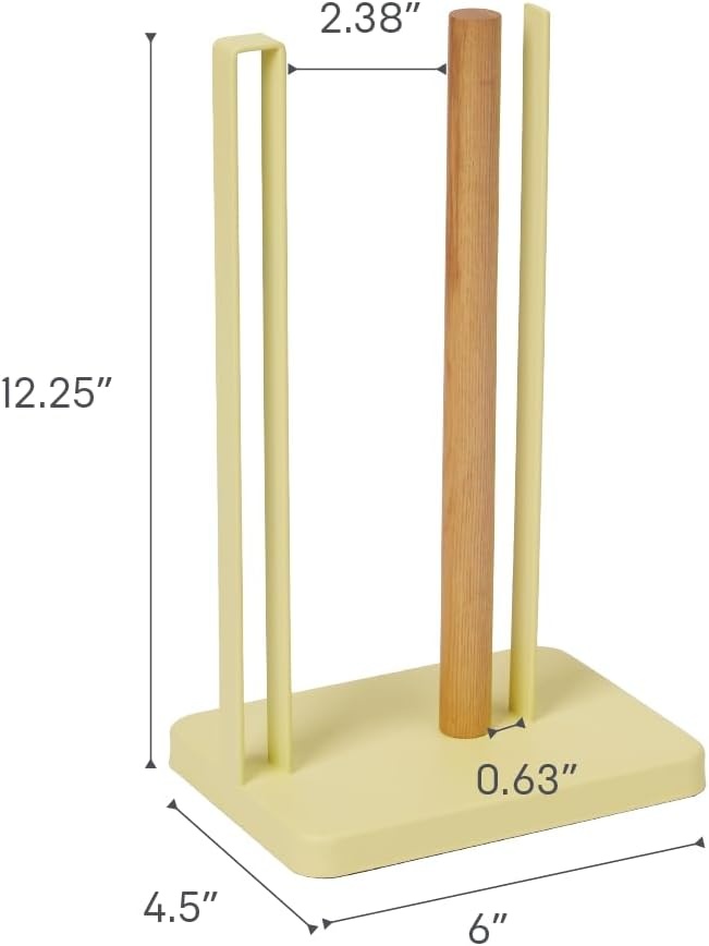 image:imageYamazaki Home Tosca OneHanded Tear Paper Towel Holder Kitchen Storage Rack Steel WoodYellow