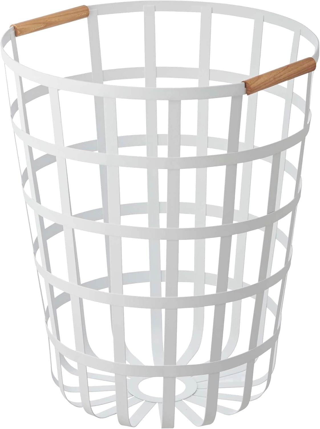 image:imageYamazaki Home Tosca Round Laundry Basket Saving 18 Steel Wood 105 Gallon 40 LitersWhite