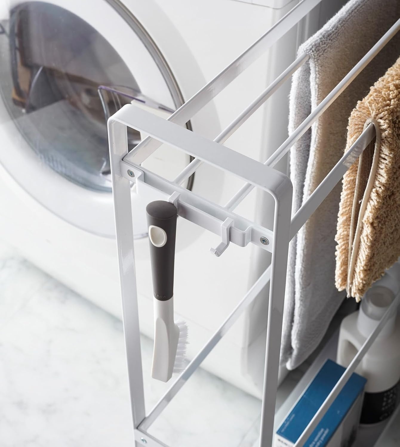 image:imageYamazaki Home Towel Rack and Bath Cart Rolling Bathroom Storage Organizer Steel One Size WhiteWhite