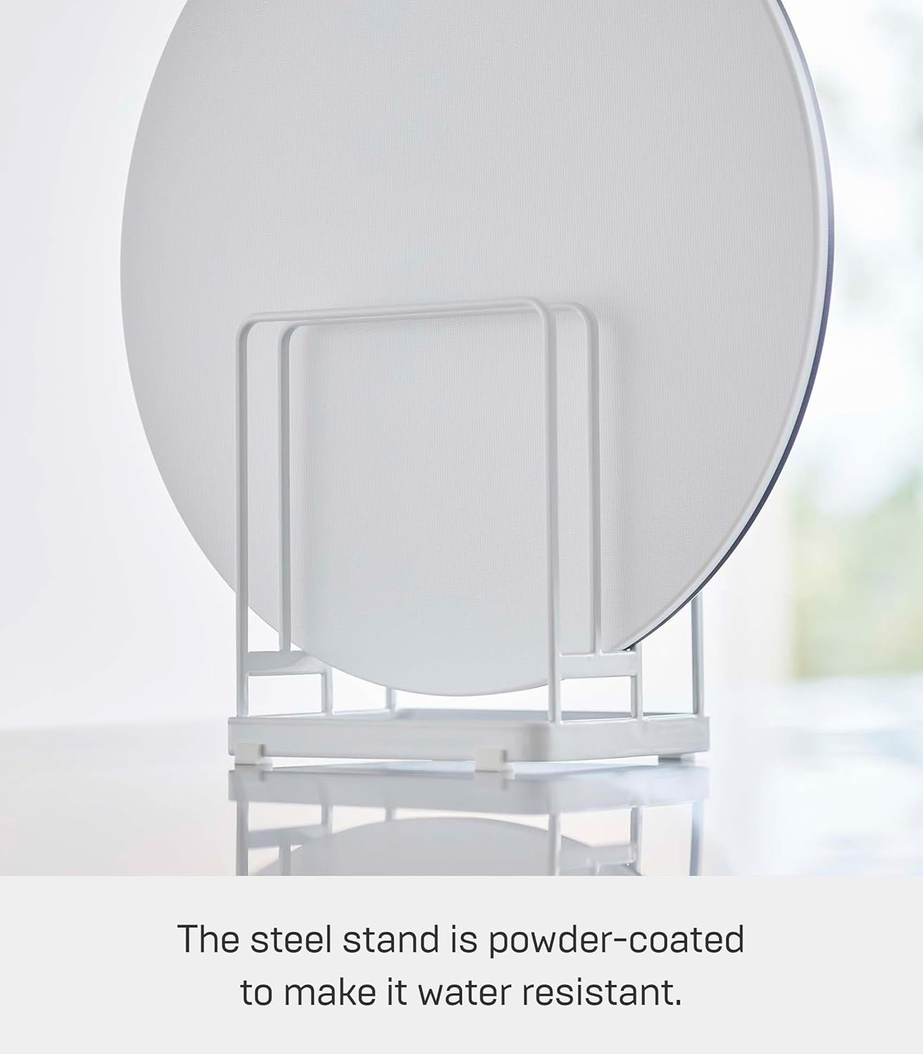 image:imageYamazaki Home Tower Cutting Board Holder Storage Stand For Round And Rectangular Chopping Boards SteelWhite