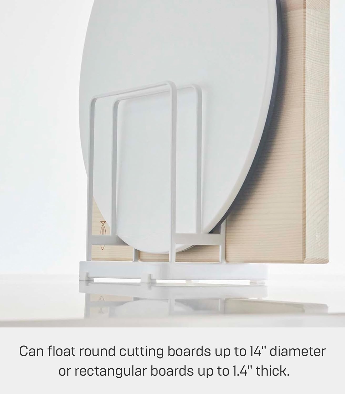image:imageYamazaki Home Tower Cutting Board Holder Storage Stand For Round And Rectangular Chopping Boards SteelWhite