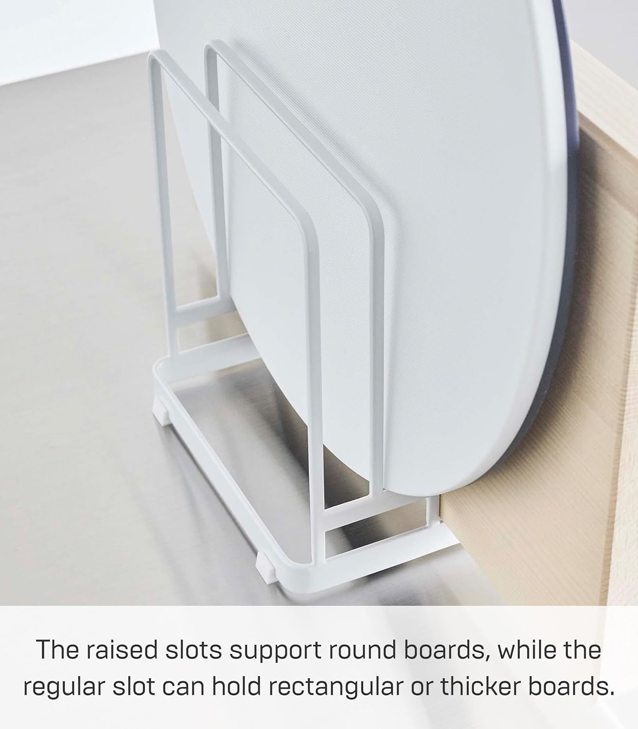 image:imageYamazaki Home Tower Cutting Board Holder Storage Stand For Round And Rectangular Chopping Boards SteelWhite