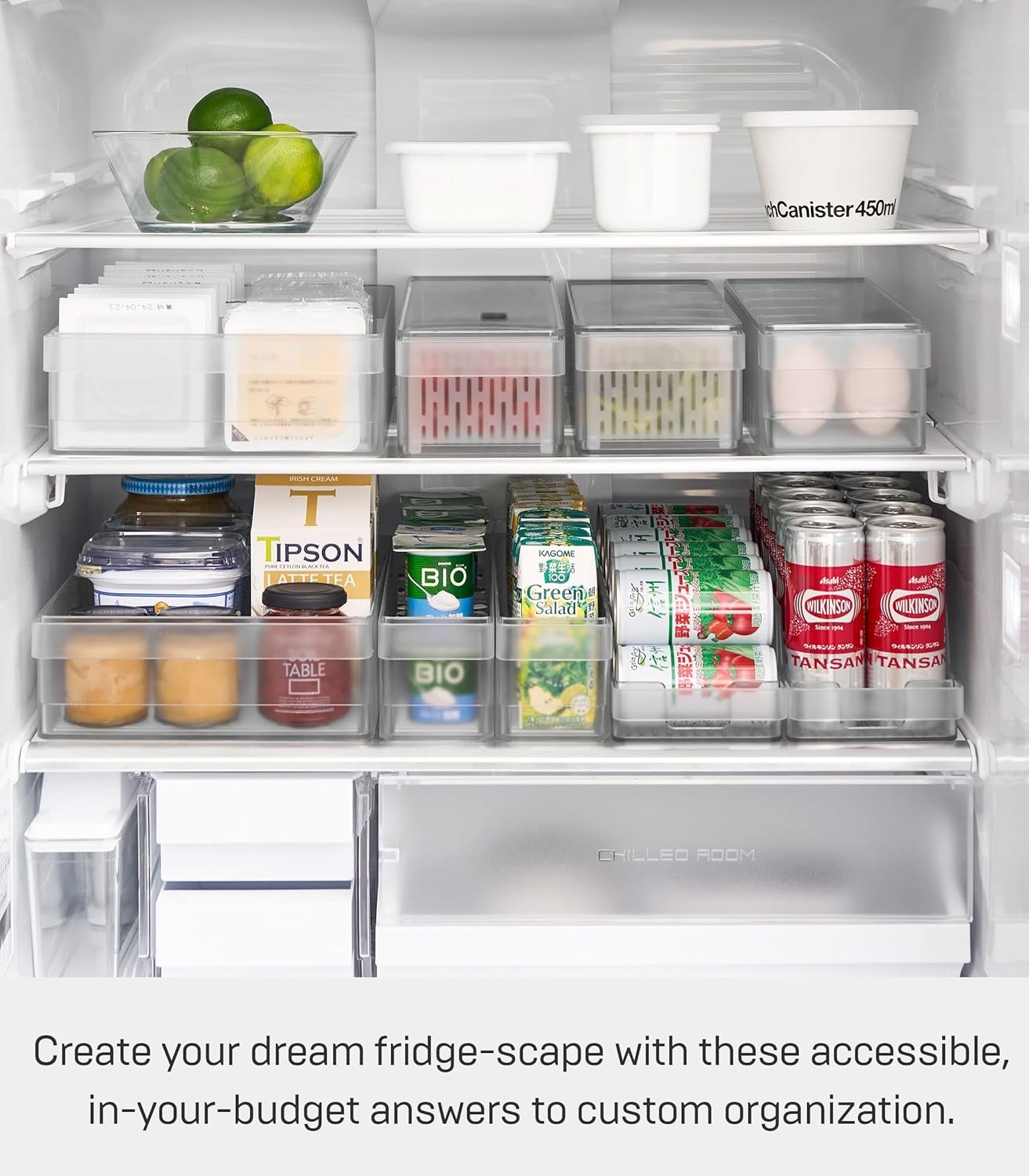 image:imageYamazaki Home Tower Fridge Organizer Bin Produce Washer amp Storage With Adjustable Divider Easy To Clean amp SpaceSaving Kitchen Solution Plastic One Size